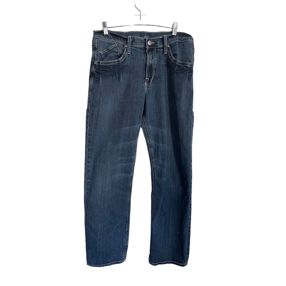 Rock & Republic Mens Dark-Wash Mid-Rise Relaxed Straight-Leg Jeans Size 34x34